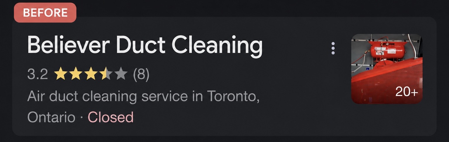 Earlier review profile for Believer Duct Cleaning