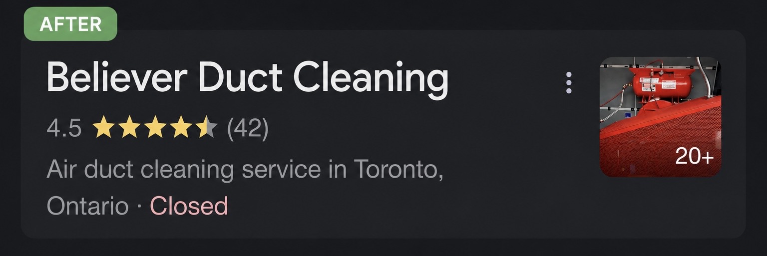 Current review profile for Believer Duct Cleaning