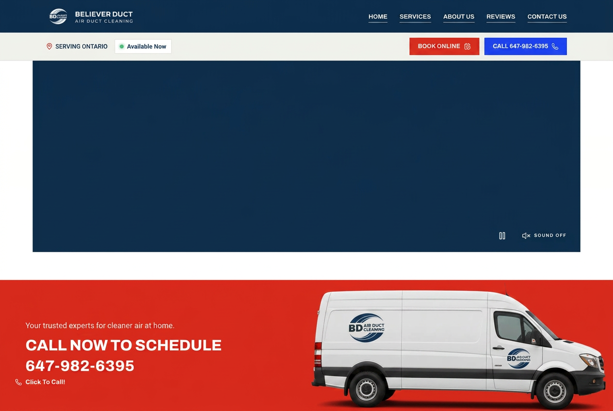 Booking and contact section of the website