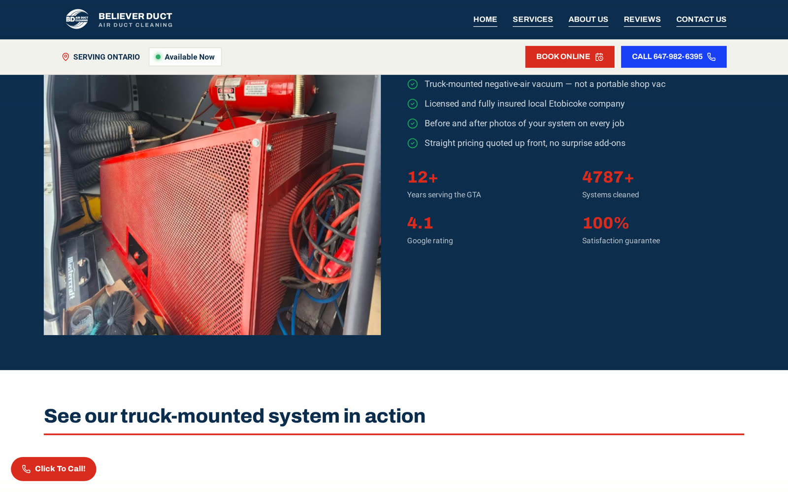 Trust and proof section of the website